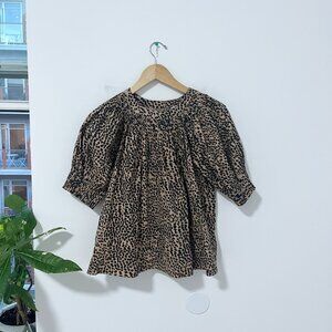 Ulla Johnson Animal Print Short Sleeve Blouse Size 0